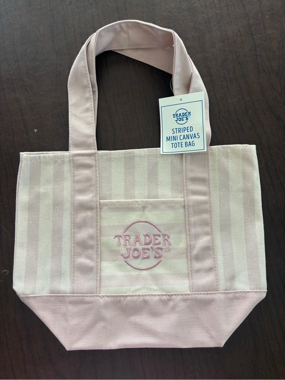 Pink Striped Mini Canvas Tote Bag